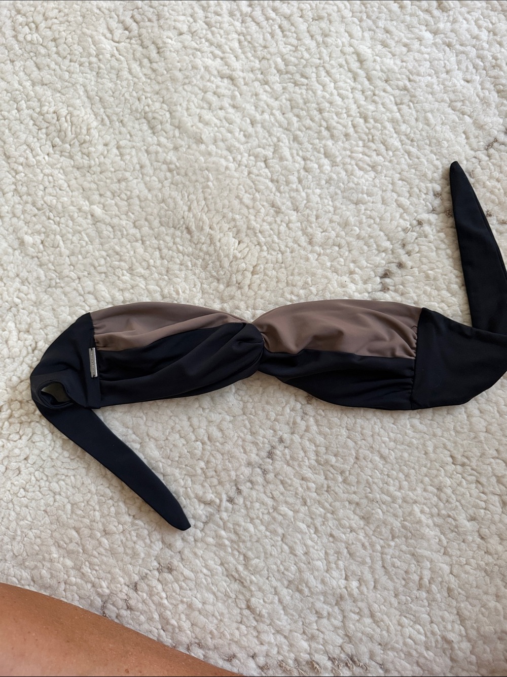 Women’s Two-Tone Black and Taupe Bandeau Swim Top